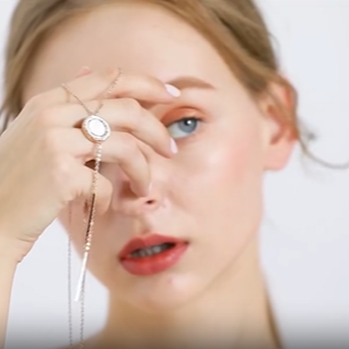 エレガンスドロップペンダントネックレス シルバー/ローズゴールド 【スピード配送】