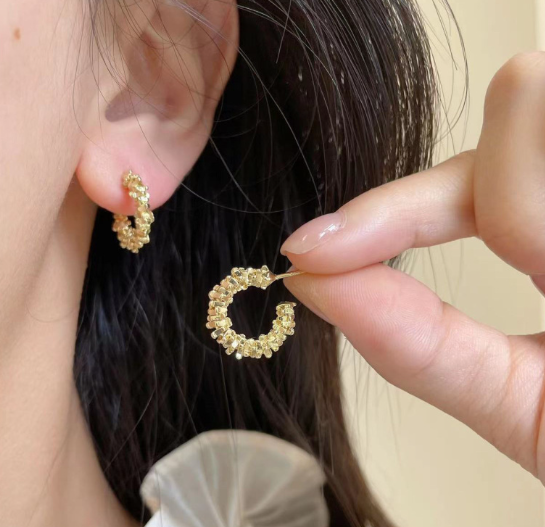 グリッターサークルピアス ゴールド/シルバー【予約商品】