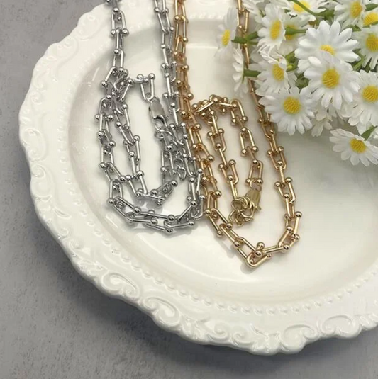 チェーンネックレス&ブレスレットSet ゴールド/シルバー 【スピード配送】