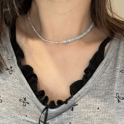 ハーフ&ハーフネックレス ブルー×シルバー【予約商品】