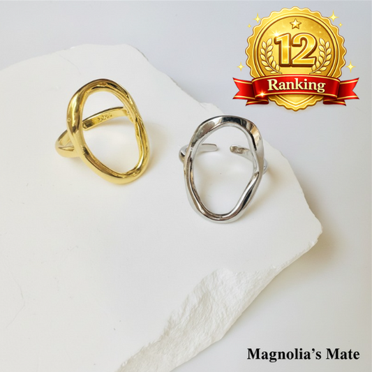 オーバルカクテルリング ゴールド/シルバー 【スピード配送】