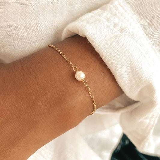 シングルパールブレスレット 3色【スピード配送】