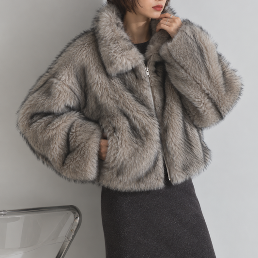 ミックスフェイクファー ショートブルゾン【予約商品】