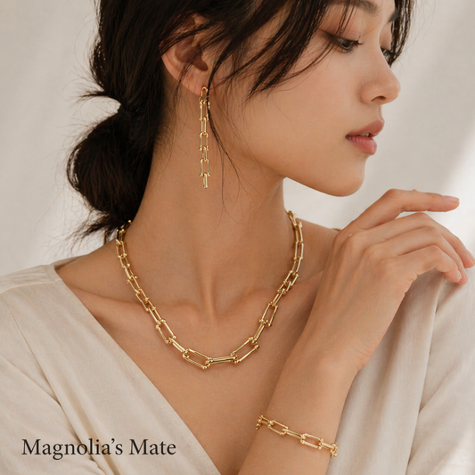 チェーンネックレス&ブレスレットSet ゴールド/シルバー 【スピード配送】