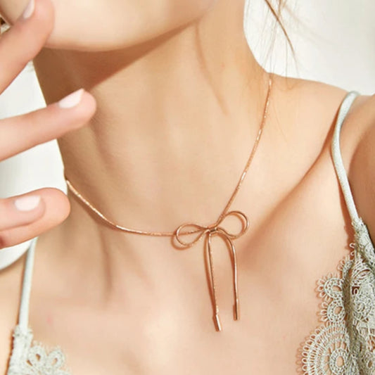 ローズゴールド リボンネックレス 【アウトレット品】