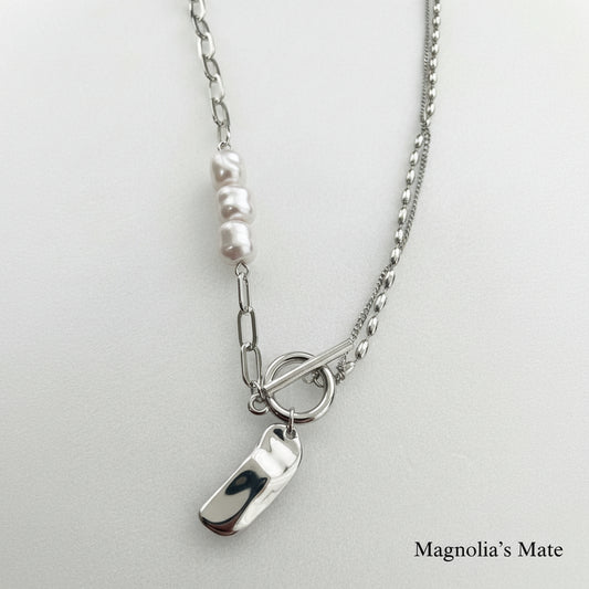 ラフパールチェーンネックレス シルバー 【スピード配送】