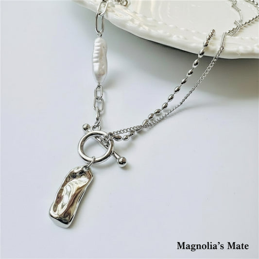 ラフパールチェーンネックレス シルバー 【スピード配送】