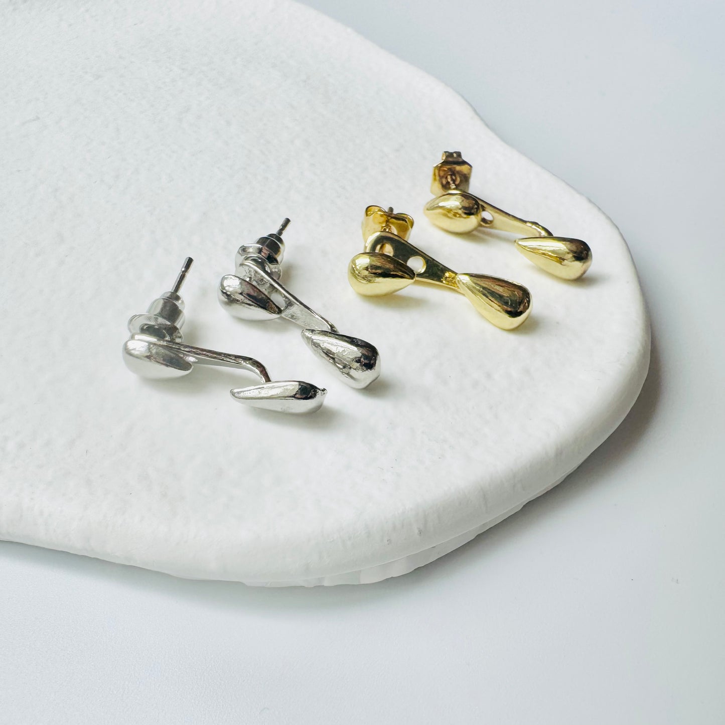 ミニダブルドロップピアス ゴールド/シルバー 【予約商品】
