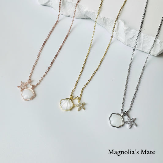 マーメイドシェル ネックレス 3色 【スピード配送】