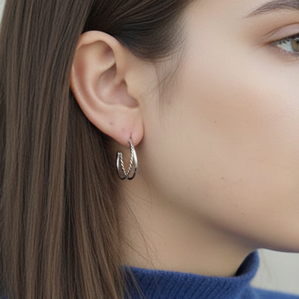ダブルツイストフープピアス【予約商品】