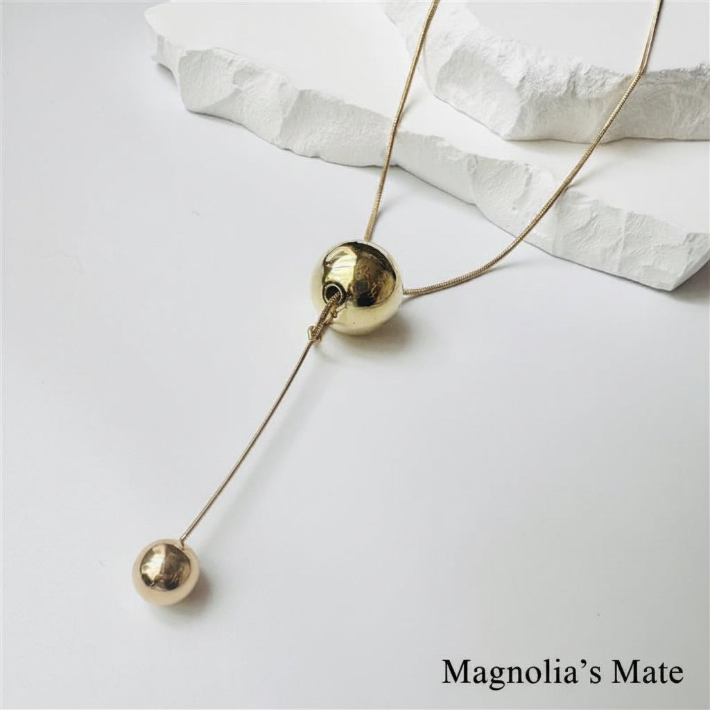 ダブルボール ネックレス ゴールド/シルバー 【スピード配送】