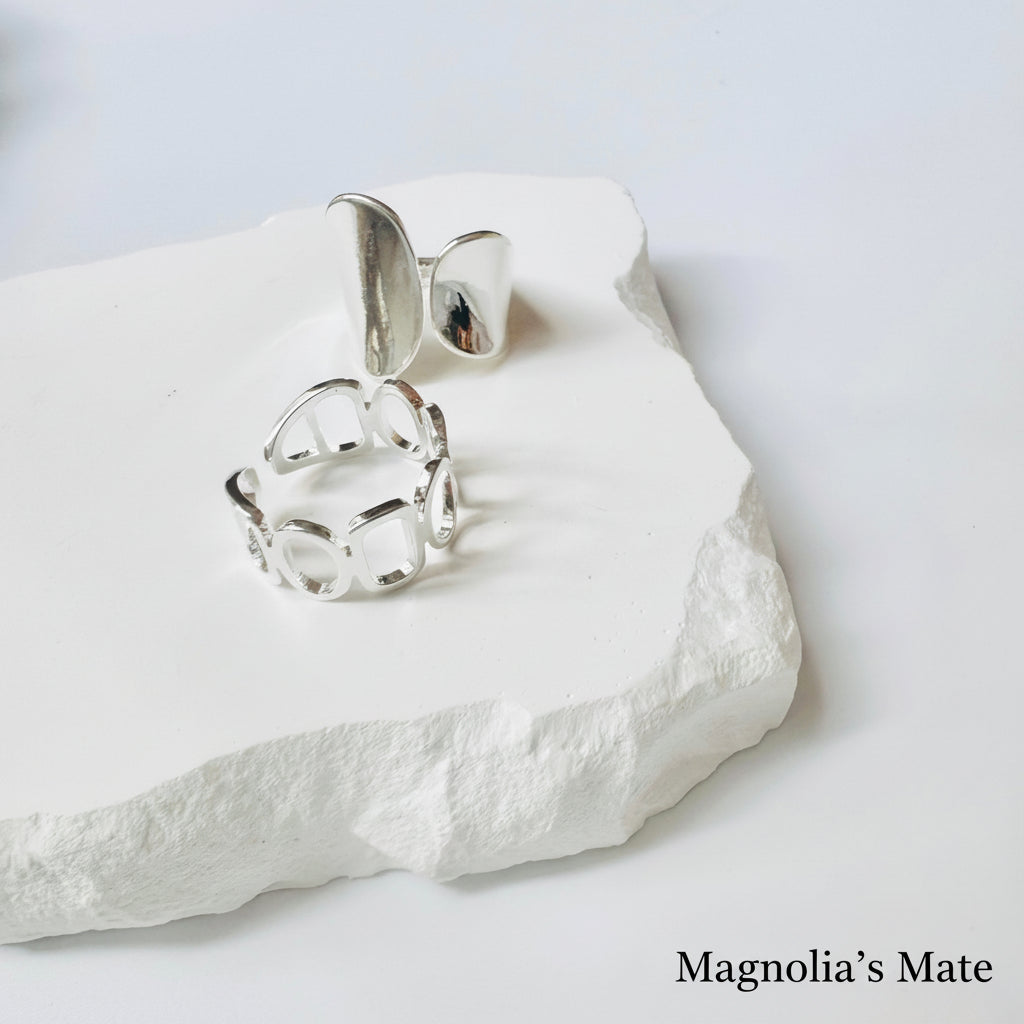 ジオメトリック オープンリング シルバー 【スピード配送