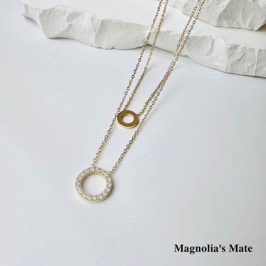 2連リングネックレス ゴールド 【スピード配送】