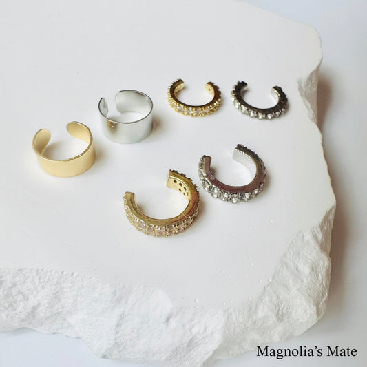 パヴェダイヤ イヤーカフ 3Pセット ゴールド/シルバー 【スピード配送】