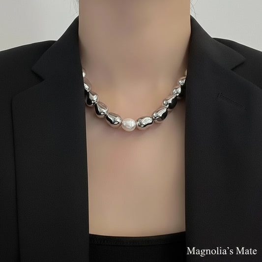 スターダスト メタリックシルバーネックレス 2種 【スピード配送】