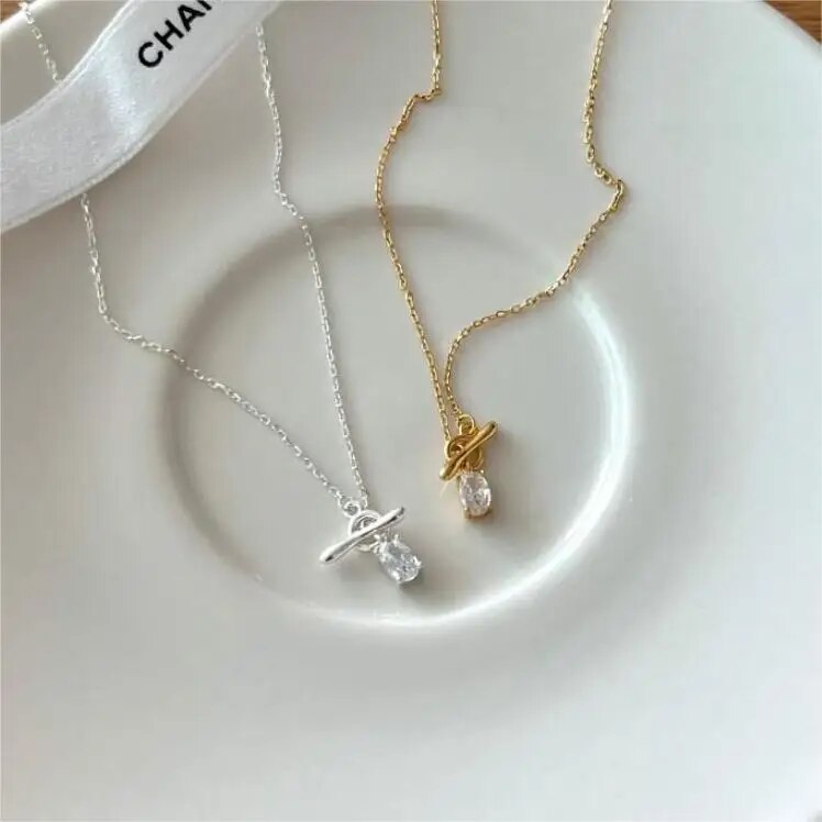 ミニストーンマンテルネックレス ゴールド/シルバー 【予約商品】