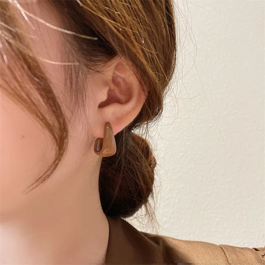 ドロップモダンピアス ブラウン/アイボリー【スピード配送】