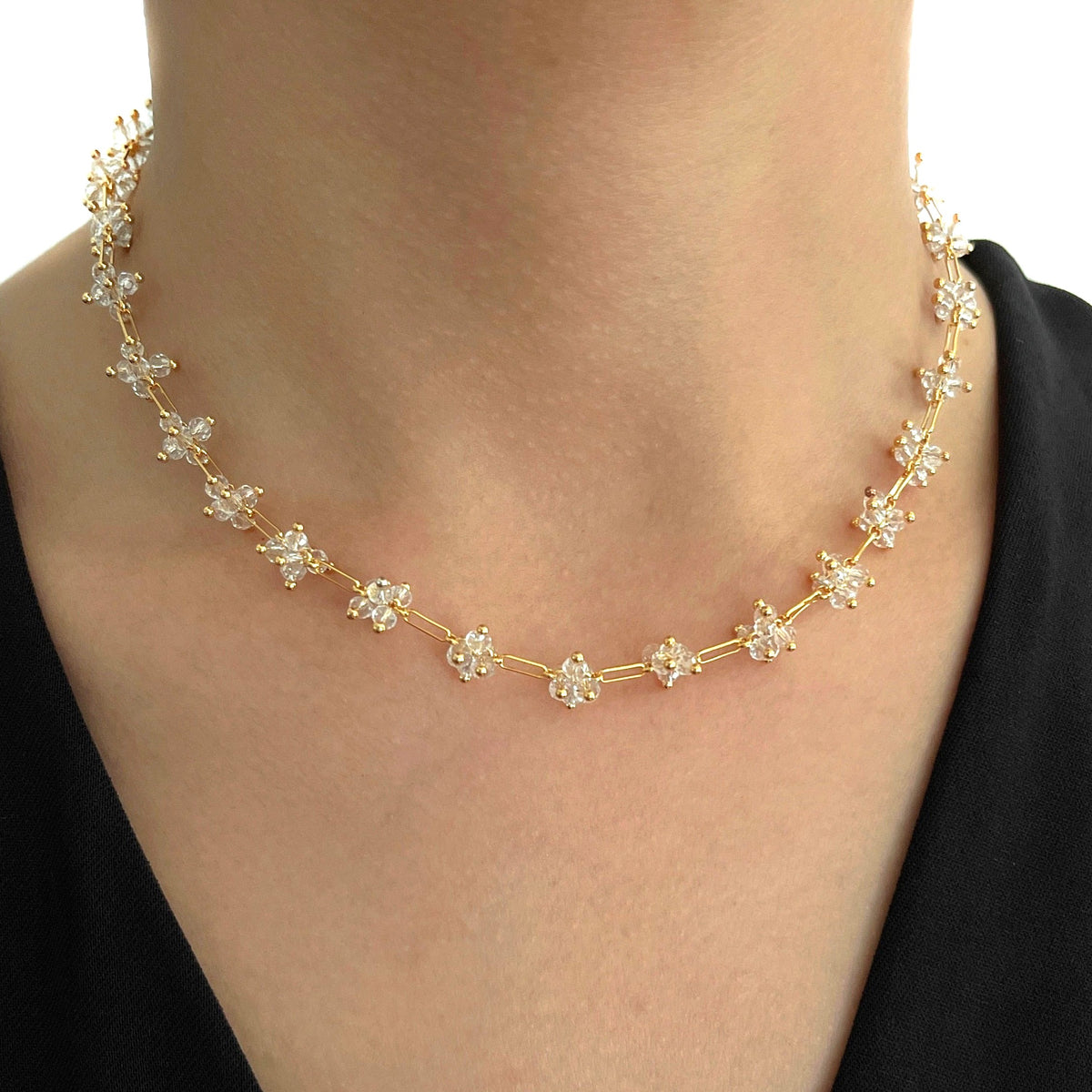 ビーズフラワーネックレス ゴールド/シルバー 【予約商品  