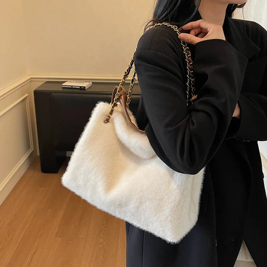 フェイクファー チェーンショルダーバッグ 6色【予約商品】