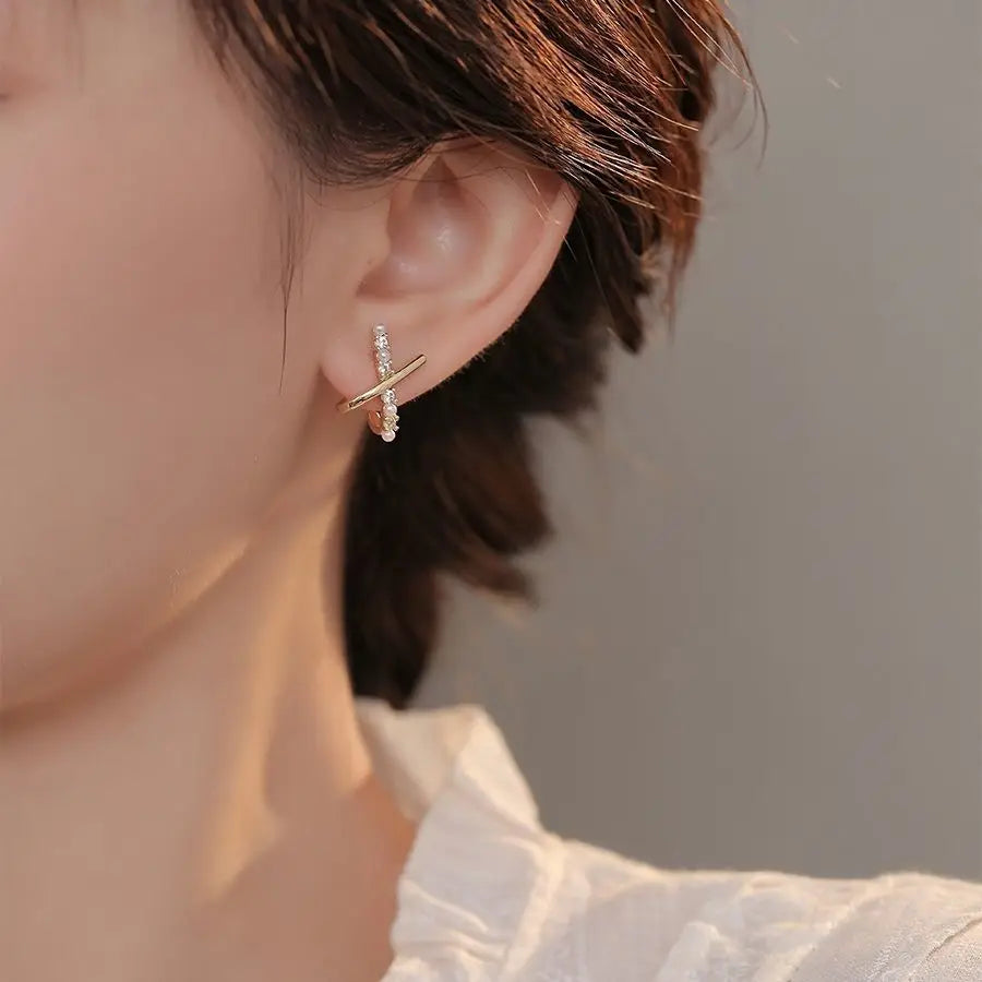 スパークルクロスイヤリング ゴールド 【予約商品】