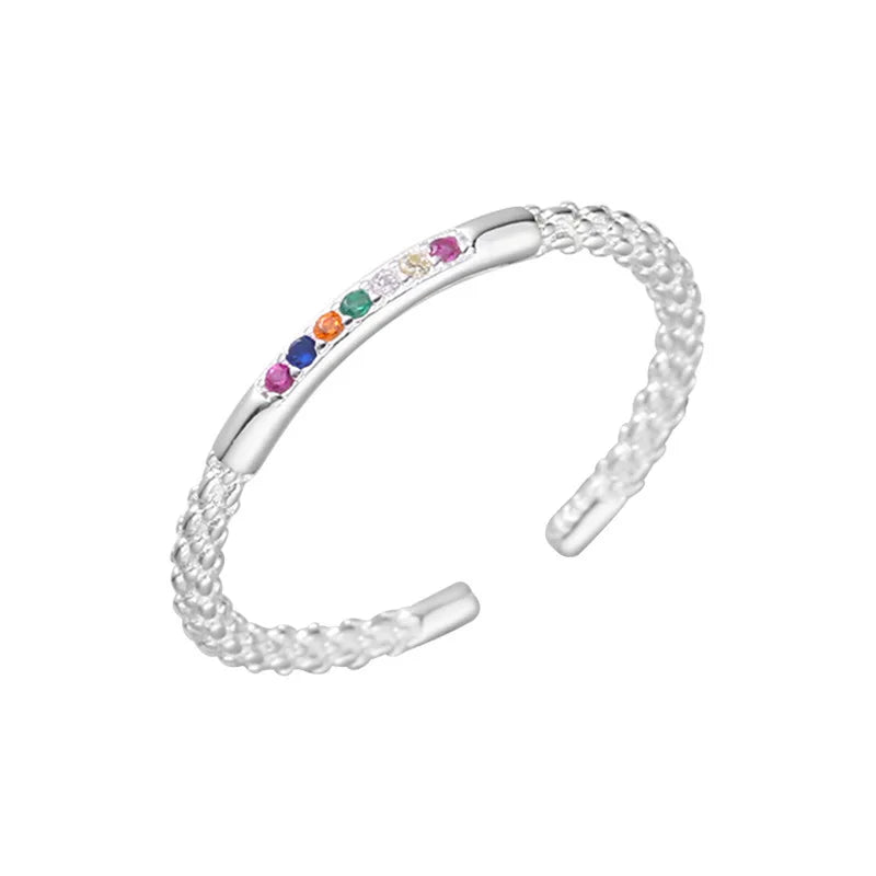 レインボームーンストーン シルバーリング【スピード配送】