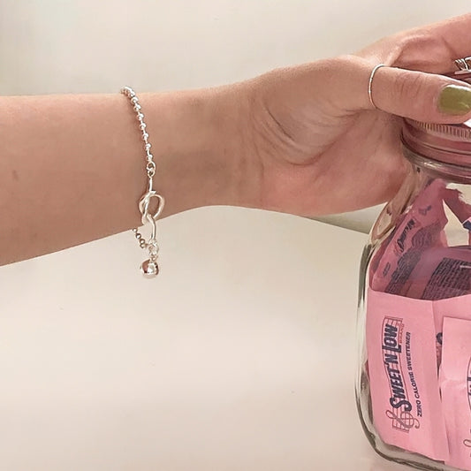 ボールチェーン&ワンノット ブレスレット シルバー 【スピード配送】