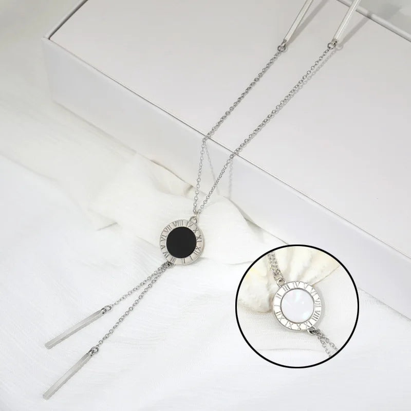 エレガンスドロップペンダントネックレス シルバー/ローズゴールド 【スピード配送】