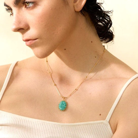 アマゾナイトネックレス ゴールド 【スピード配送】