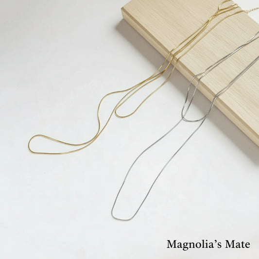 ロング2連スネークチェーンネックレス ゴールド/シルバー 【スピード配送】