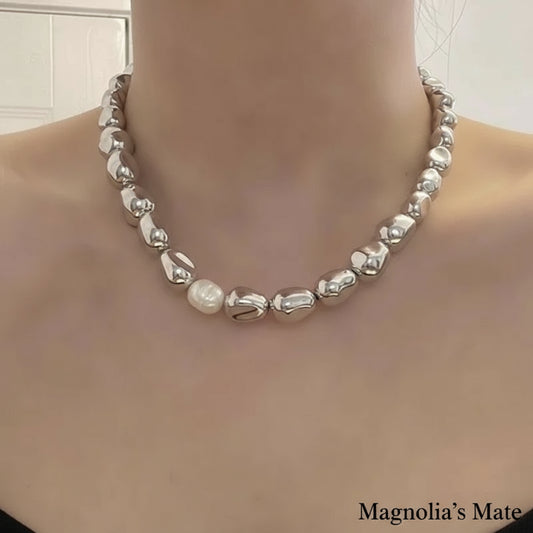 スターダスト メタリックシルバーネックレス 2種 【スピード配送】