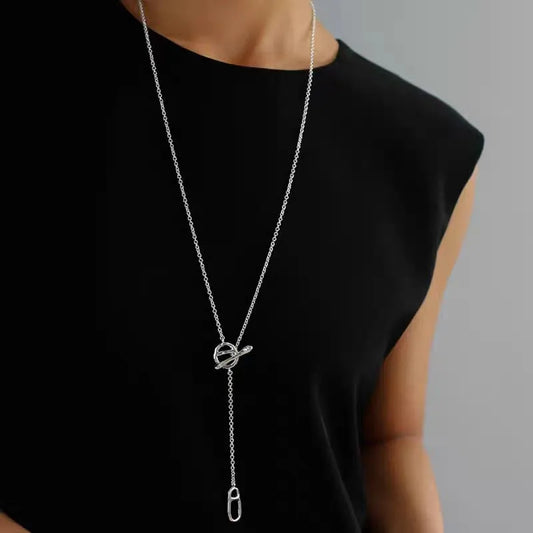 シンプルクラシックラリアットネックレス シルバー/ゴールド 【予約商品】