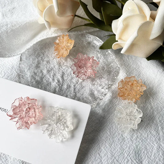 透明アクリルフラワーイヤリング【アウトレット品】