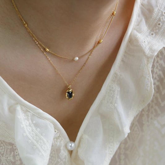 ミニマルゴールド パールネックレス 【スピード配送】