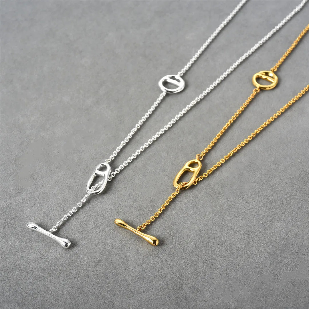 シンプルクラシックラリアットネックレス シルバー/ゴールド 【予約商品】