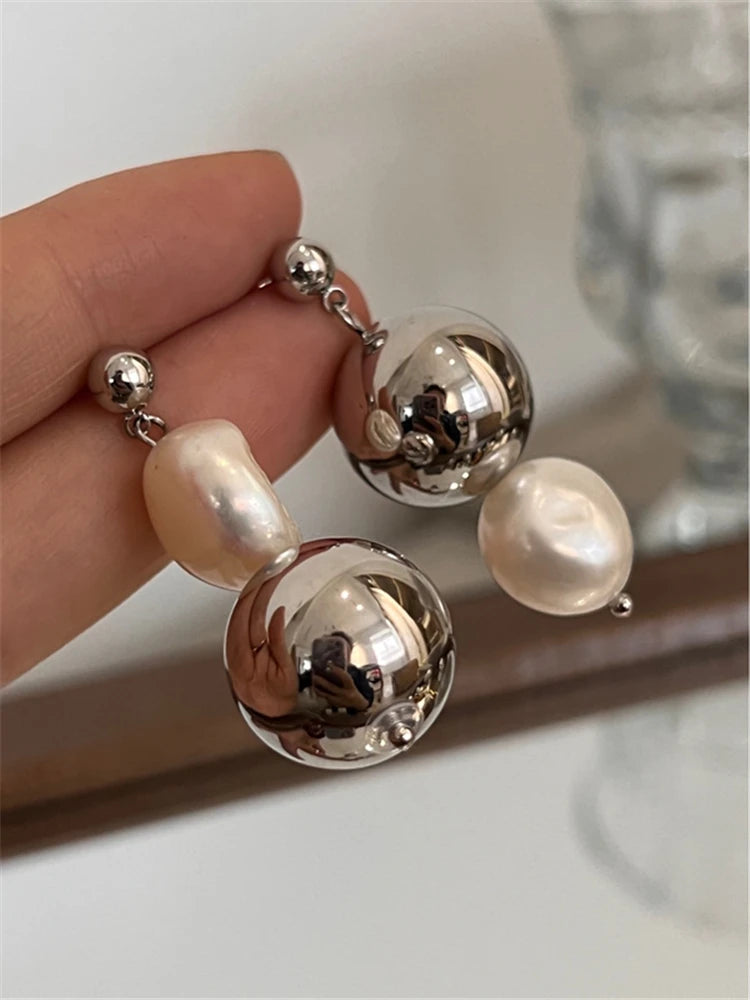 パール&ミラーボールピアス シルバー 【予約商品】