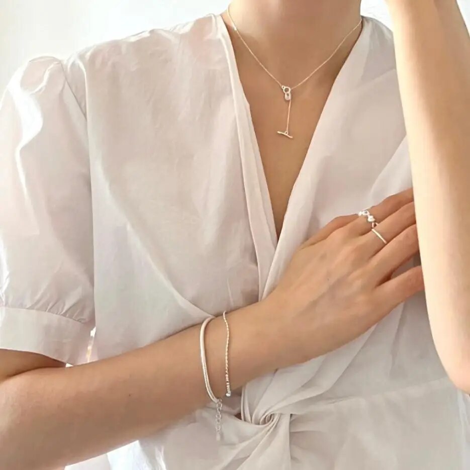 ミニストーンマンテルネックレス ゴールド/シルバー 【予約商品】