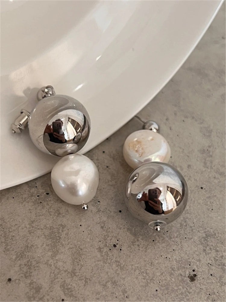 パール&ミラーボールピアス シルバー 【予約商品】