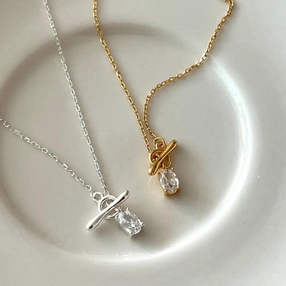 ミニストーンマンテルネックレス ゴールド/シルバー 【予約商品】