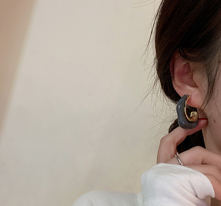 クリアマーブル ゴールドCピアス 4色【予約商品】