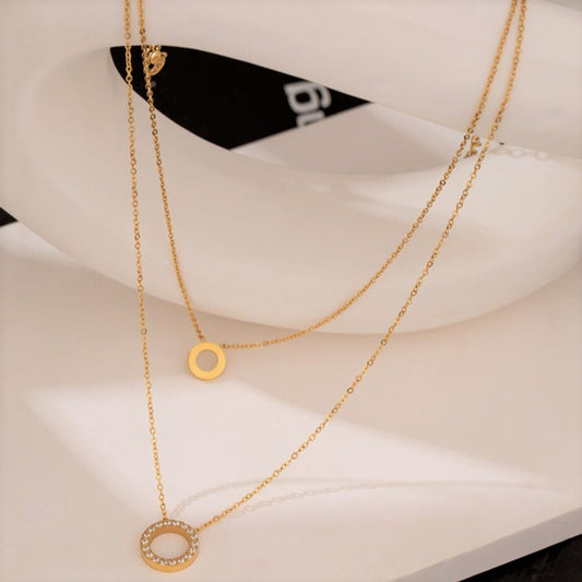 2連リングネックレス ゴールド 【スピード配送】