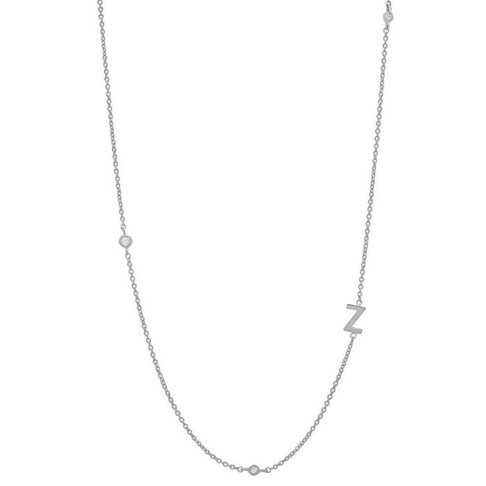 イニシャル&ストーン ネックレス シルバー/ゴールド 【予約商品】