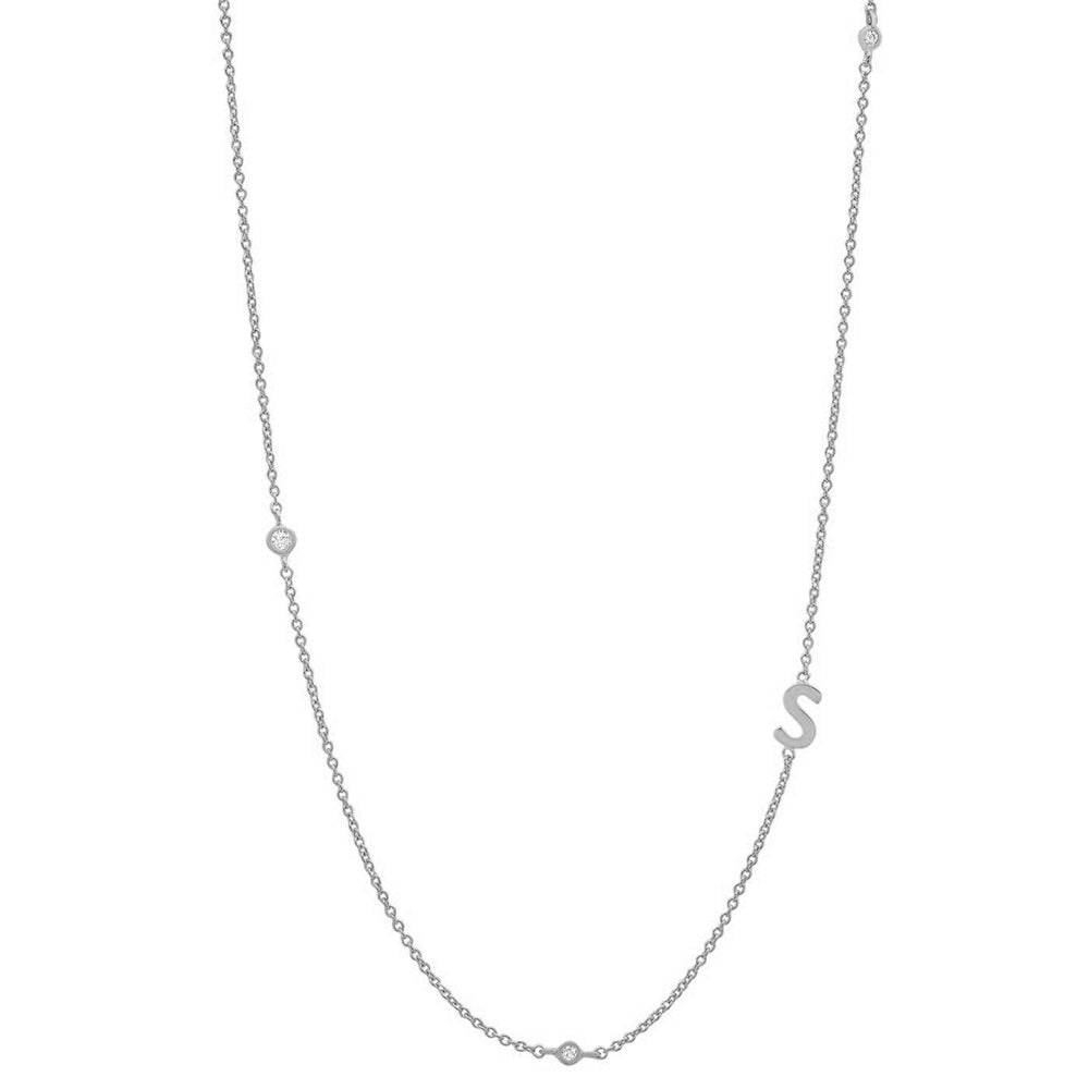イニシャル&ストーン ネックレス シルバー/ゴールド 【予約商品】