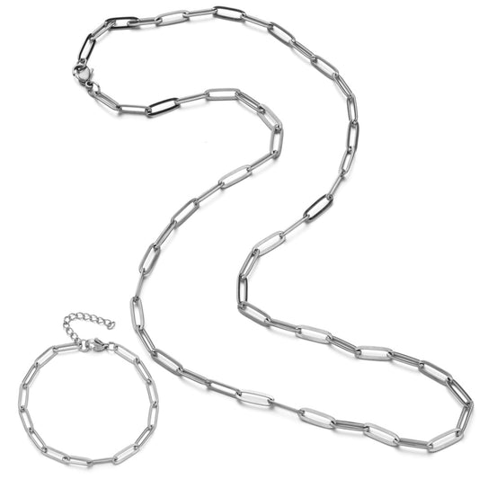 ミドルチェーン ネックレス&ブレスレットセット ゴールド/シルバー 【スピード配送】