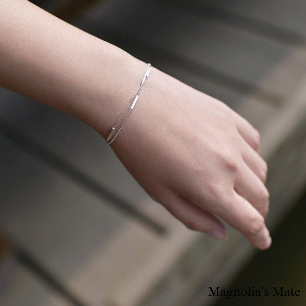 ダブルレイヤー シルバーブレスレット 【予約商品】