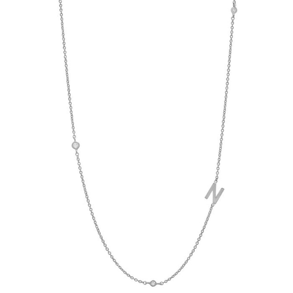 イニシャル&ストーン ネックレス シルバー/ゴールド 【予約商品】