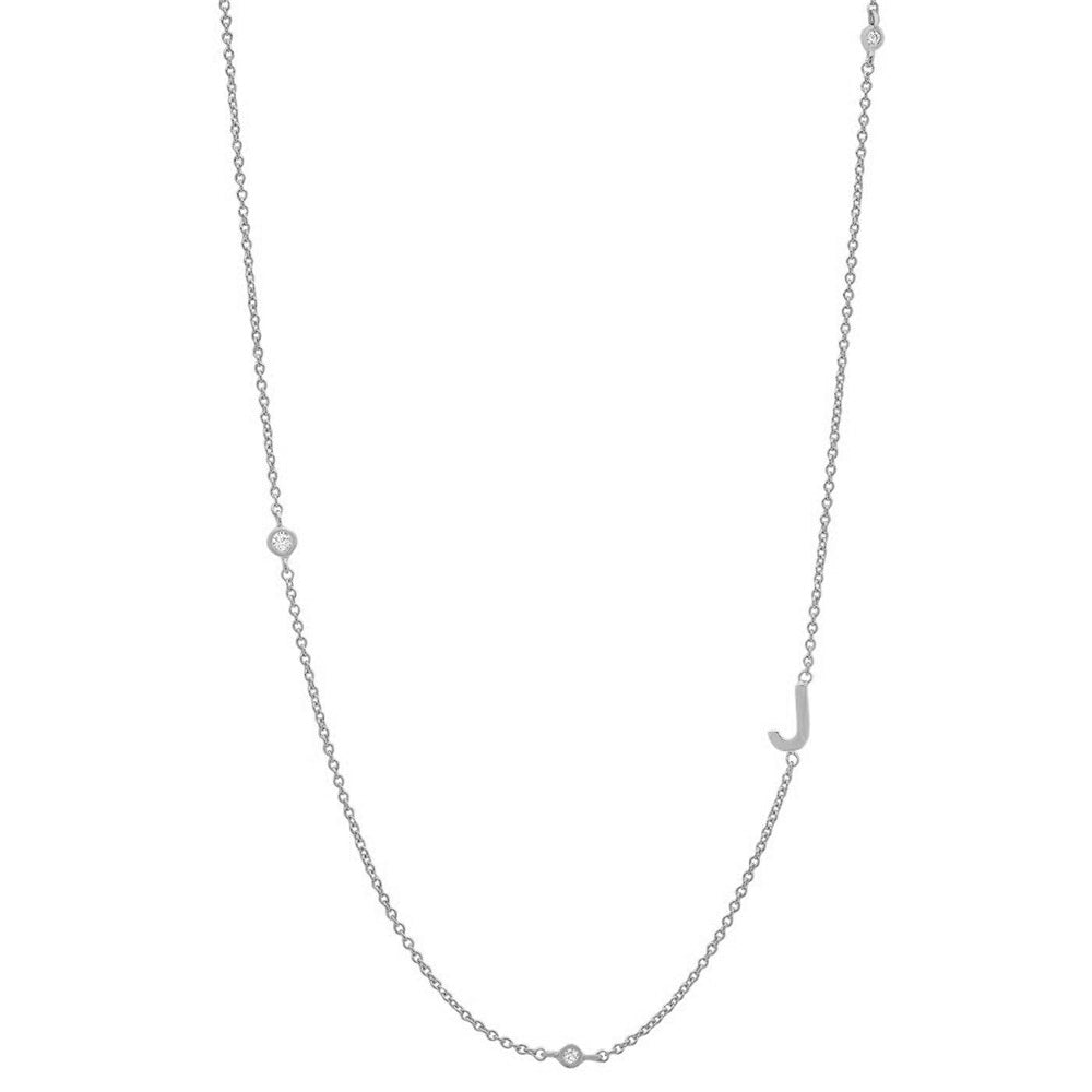 イニシャル&ストーン ネックレス シルバー/ゴールド 【予約商品】