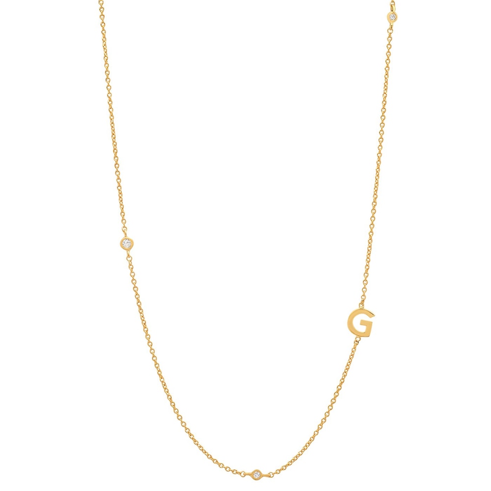 イニシャル&ストーン ネックレス シルバー/ゴールド 【予約商品】