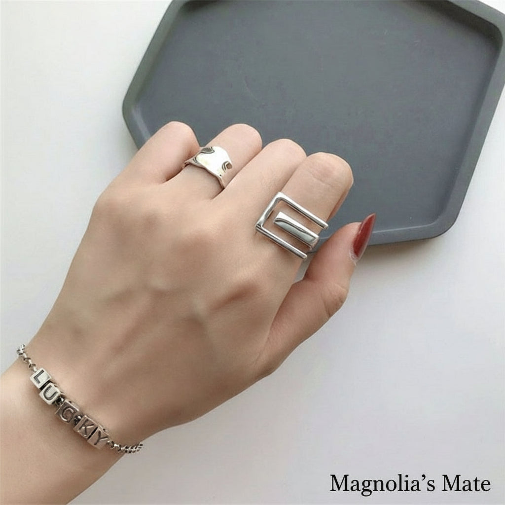 スクエアスタイリッシュリング ゴールド/シルバー 【スピード配送】