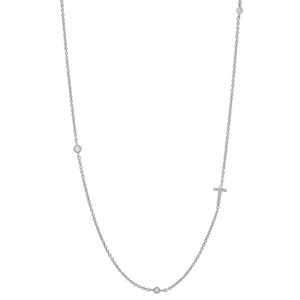 イニシャル&ストーン ネックレス シルバー/ゴールド 【予約商品】