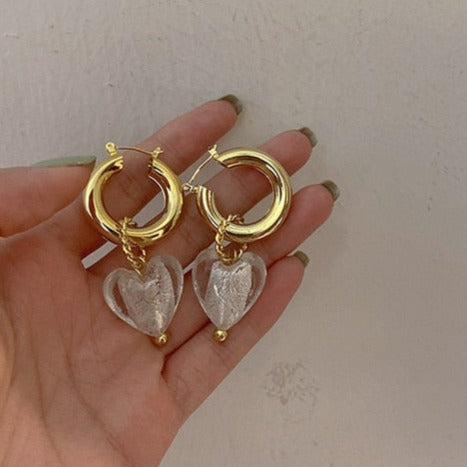 クリアハートドロップ ピアス 4色 【予約商品】